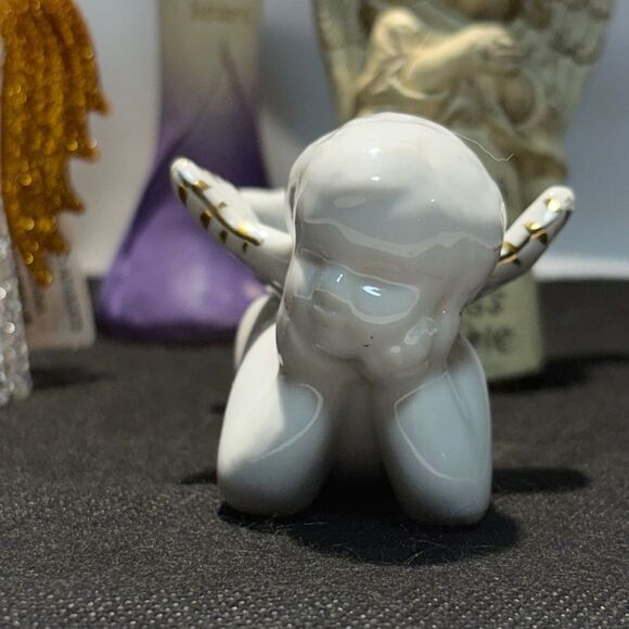 Set of Angel Figurines with Gold and Purple Accents - Picture 7 of 11